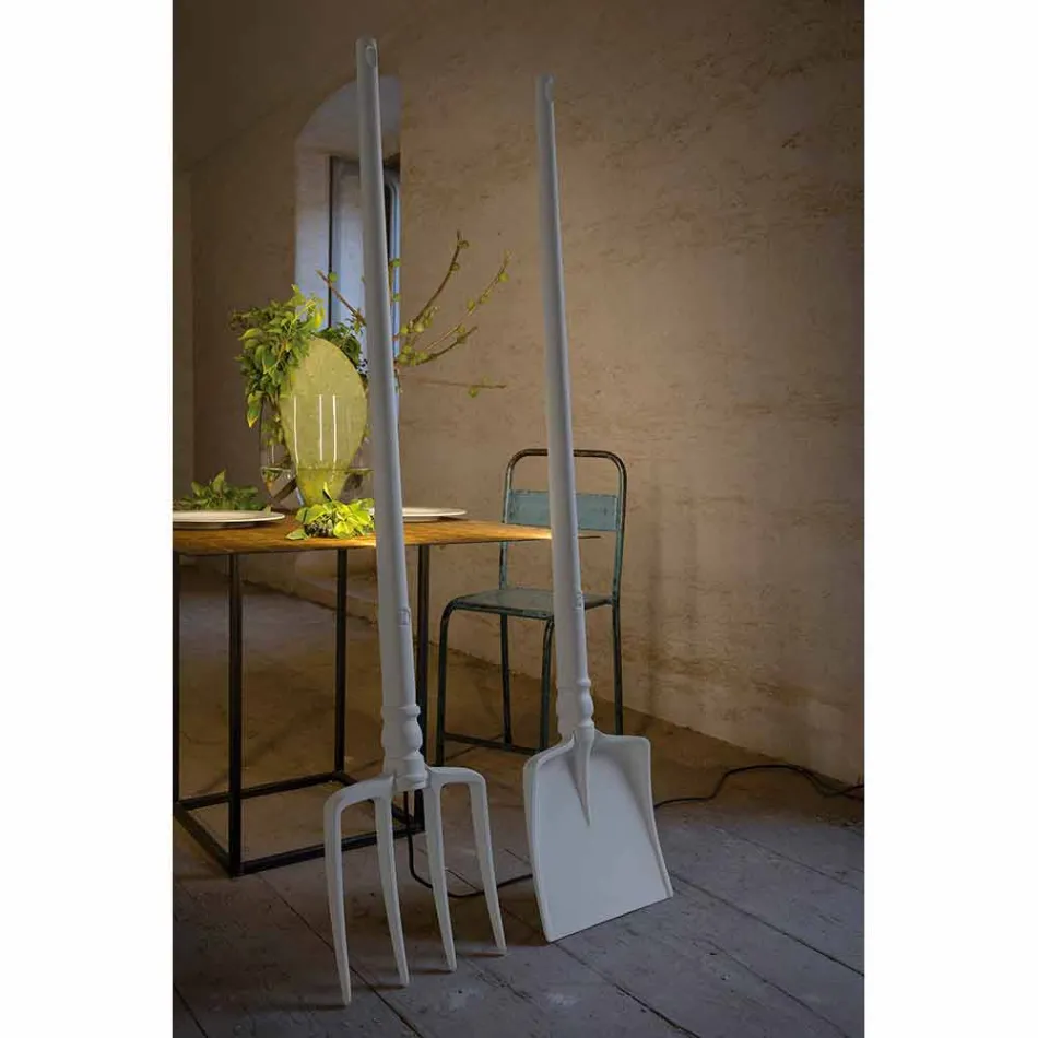 Outdoor Floor Lamp in White Technopolymer Design of 3 Forms - Tools Viadurini