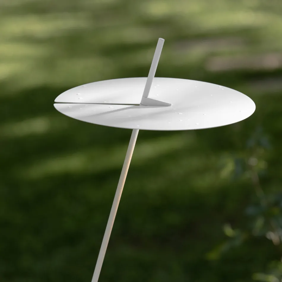 Garden Floor Lamp Aluminum White Design with Water Lily Leaf - Cipriam Viadurini
