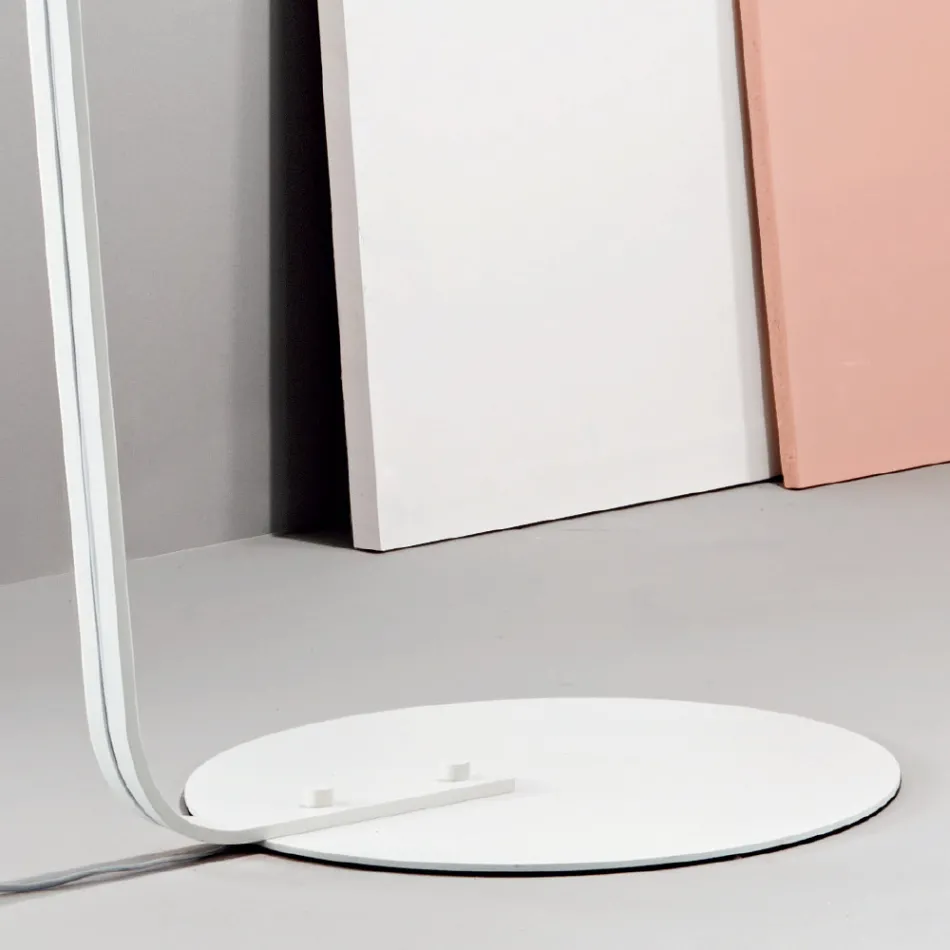 Metal Floor Lamp with Fabric Covered Lampshade - Rivella Viadurini