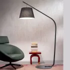 Metal Floor Lamp with Fabric Covered Lampshade - Rivella Viadurini