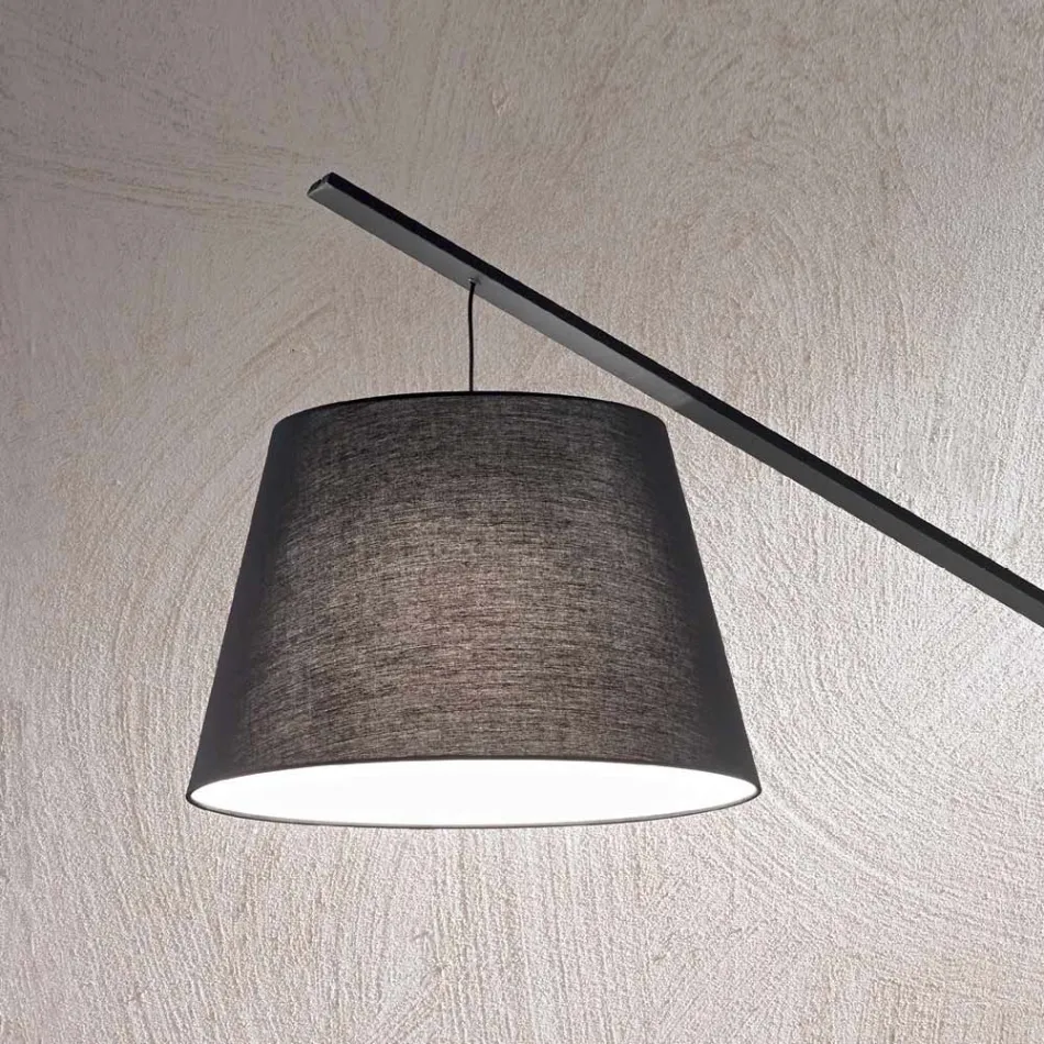 Metal Floor Lamp with Fabric Covered Lampshade - Rivella Viadurini