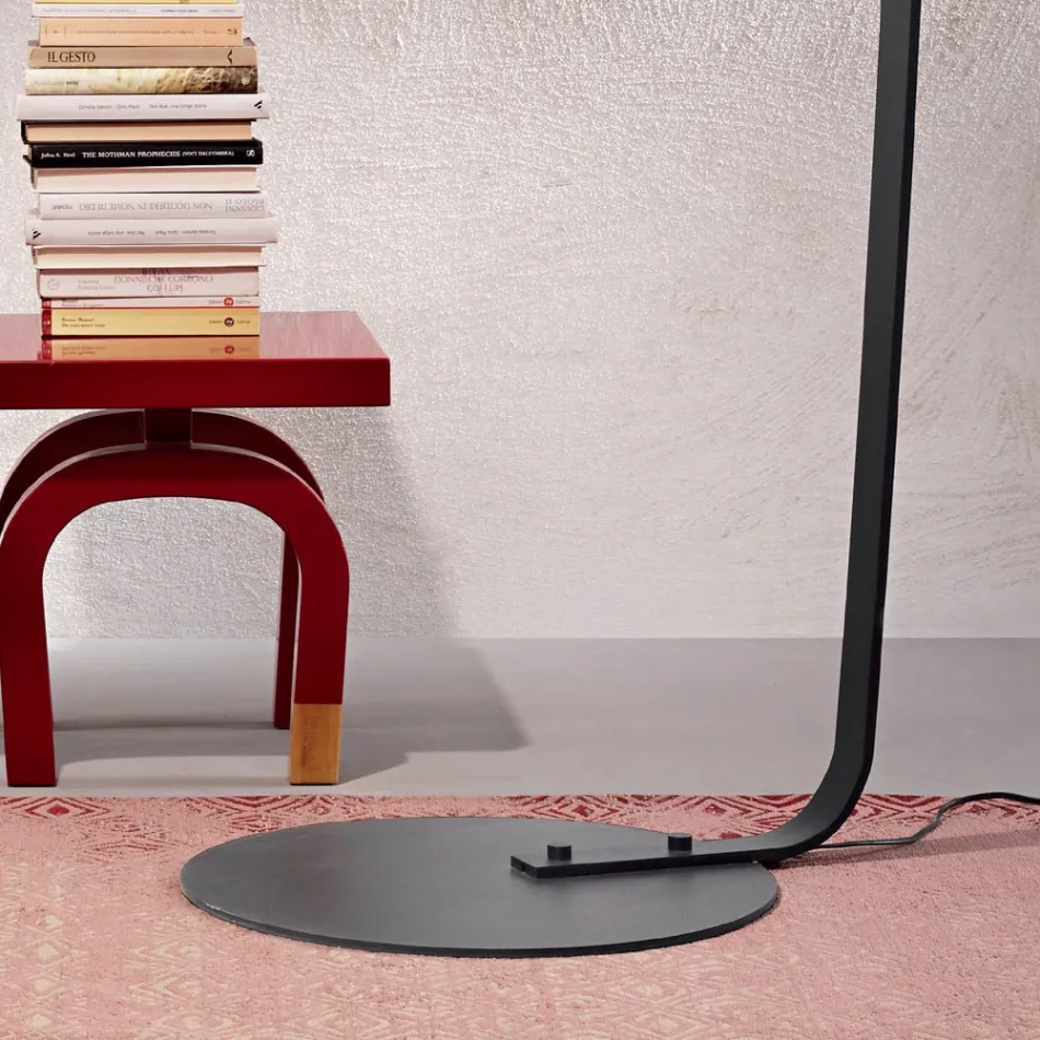 Metal Floor Lamp with Fabric Covered Lampshade - Rivella Viadurini