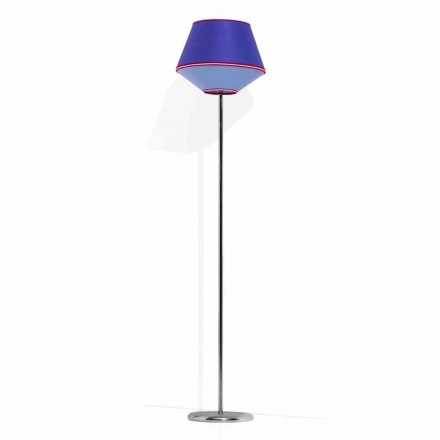Floor Lamp in Chromed Metal with Fabric Lampshade Made in Italy - Soya Viadurini