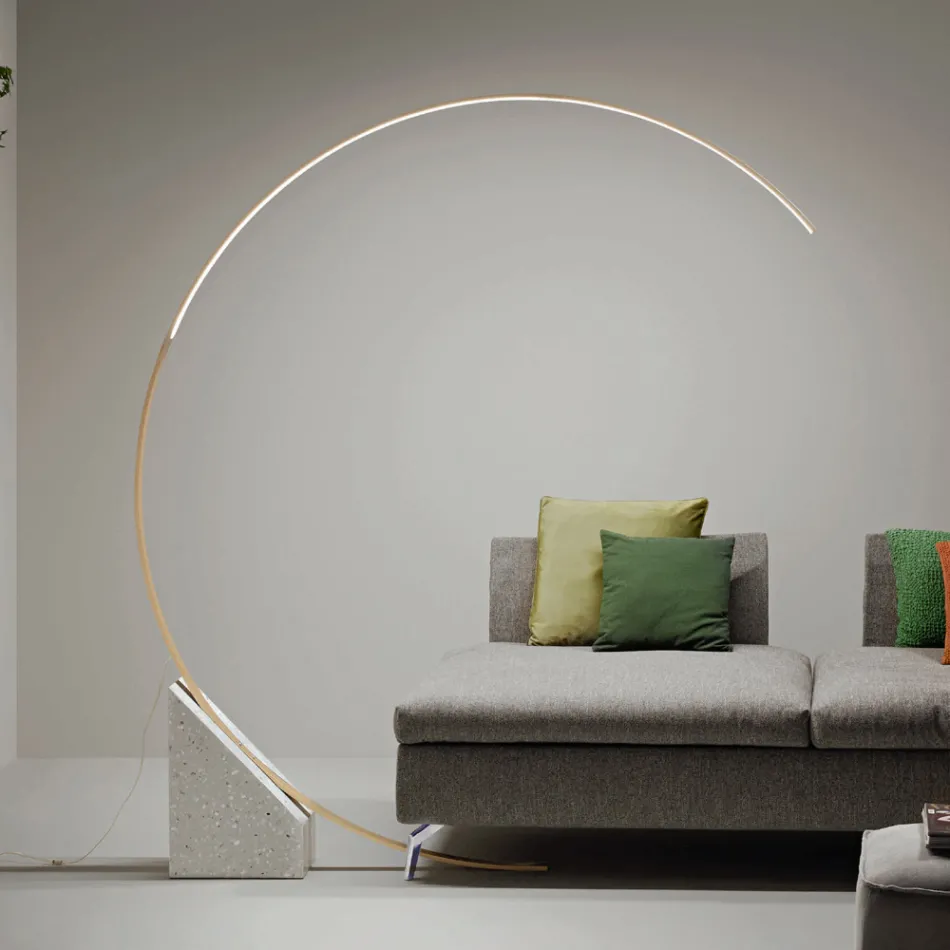 Floor Lamp in Painted Metal with Dimmable LED Light - Eucalyptus Viadurini
