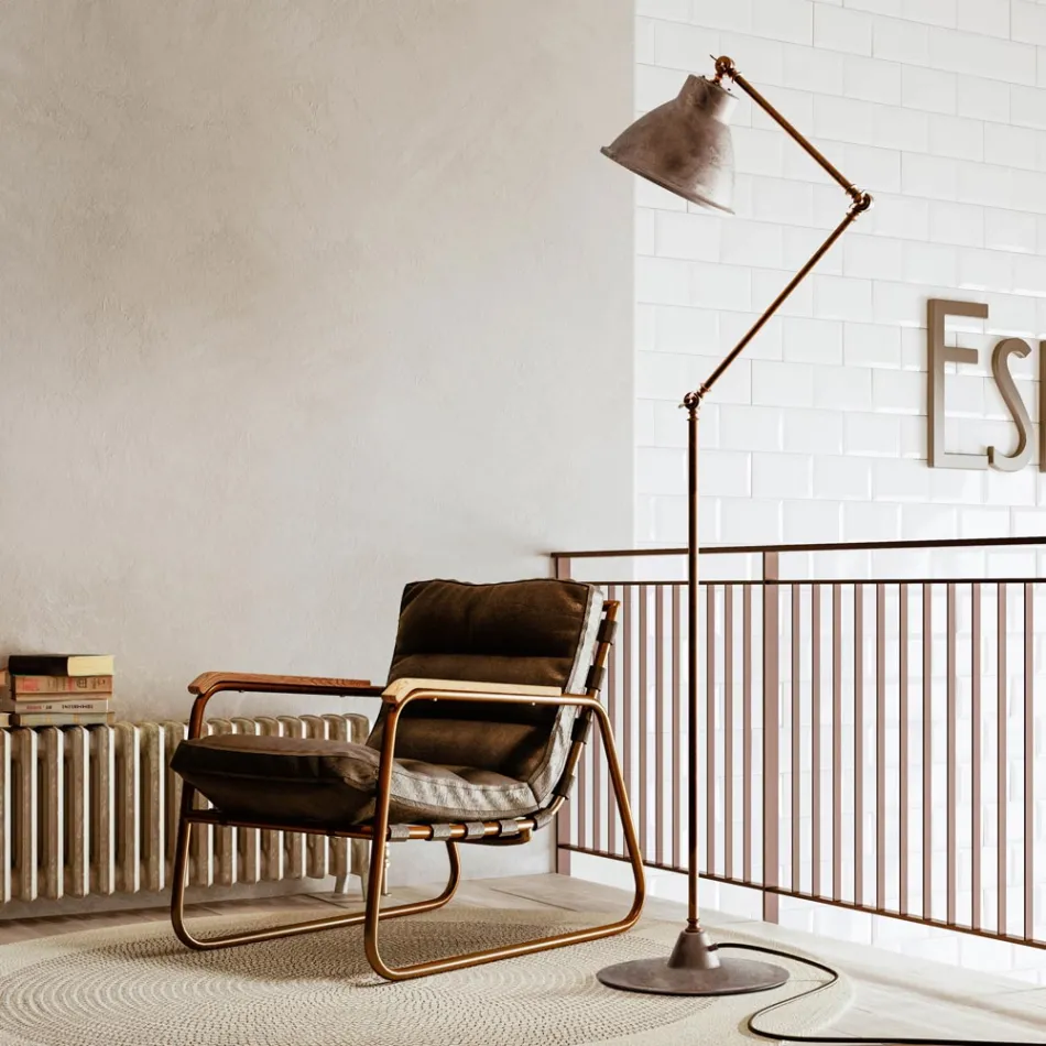 Floor Lamp in Brass and Iron with Vintage Style Joint - Loft by Il Fanale Viadurini