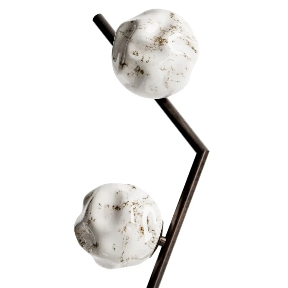 Floor Lamp in Dark Brass and Stone Glass Made in Italy - Bottega Viadurini