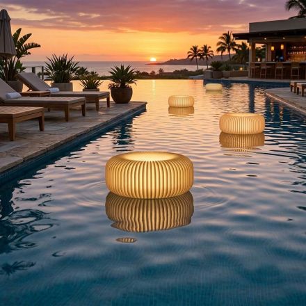 Alabaster Polyethylene Outdoor Floor Lamp Made in Italy - Disco Viadurini