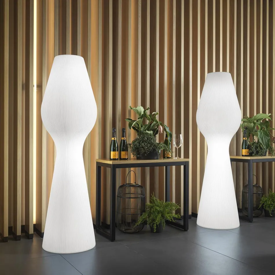 Floor Lamp in White Polyethylene with LED Made in Italy - Reyes Viadurini