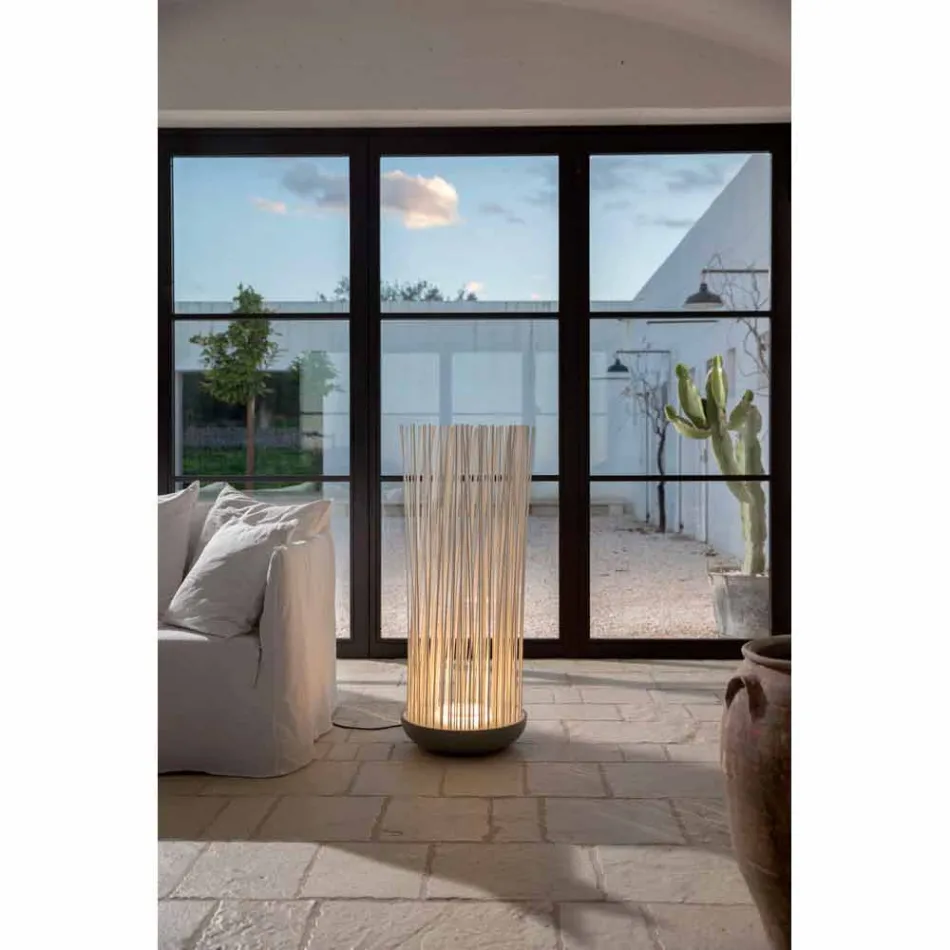 Led Floor Lamp in Gray Technopolymer and White Pvc Rods - Touch Viadurini