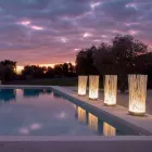 Led Floor Lamp in Gray Technopolymer and White Pvc Rods - Touch Viadurini