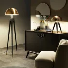 Modern Floor Lamp in Metal and Brushed Brass Made in Italy - Peter Viadurini