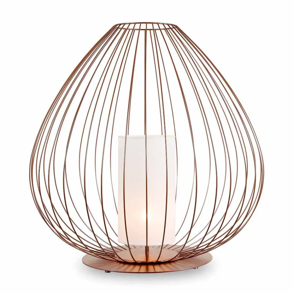 Floor or Support Lamp in White or Bronze Metallic Wire - Lantern Viadurini