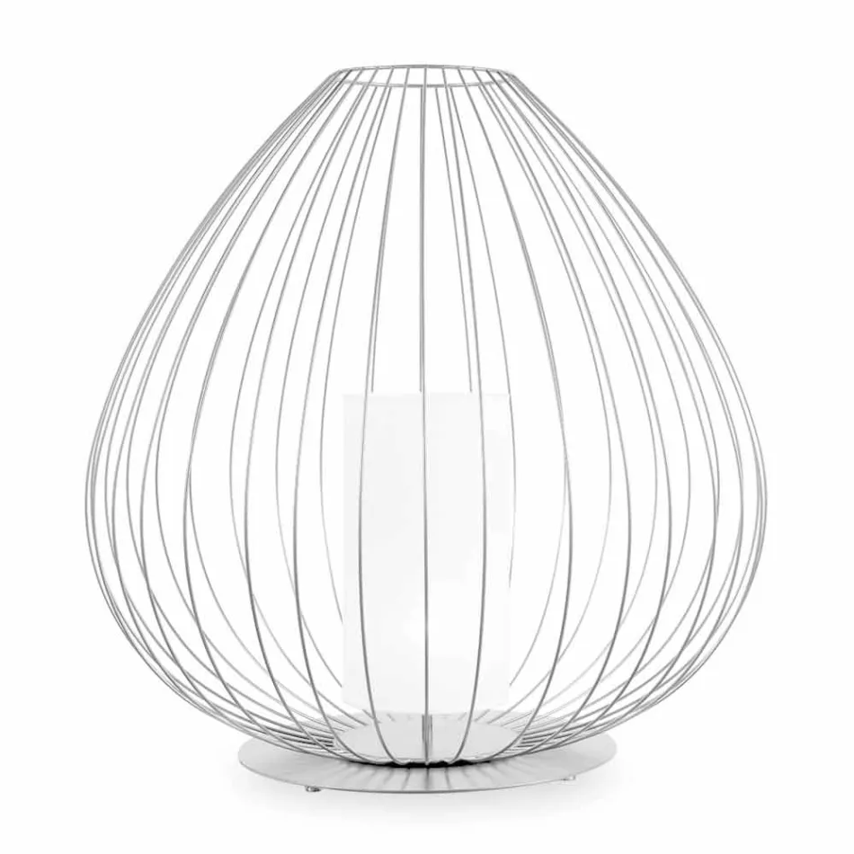 Floor or Support Lamp in White or Bronze Metallic Wire - Lantern Viadurini