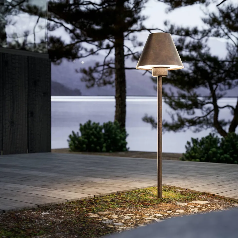 Outdoor Floor Lamp in Brass and Copper Made in Italy - Sword Viadurini