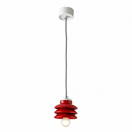 Design pendant lamp in red ceramic made in Italy Asia Viadurini