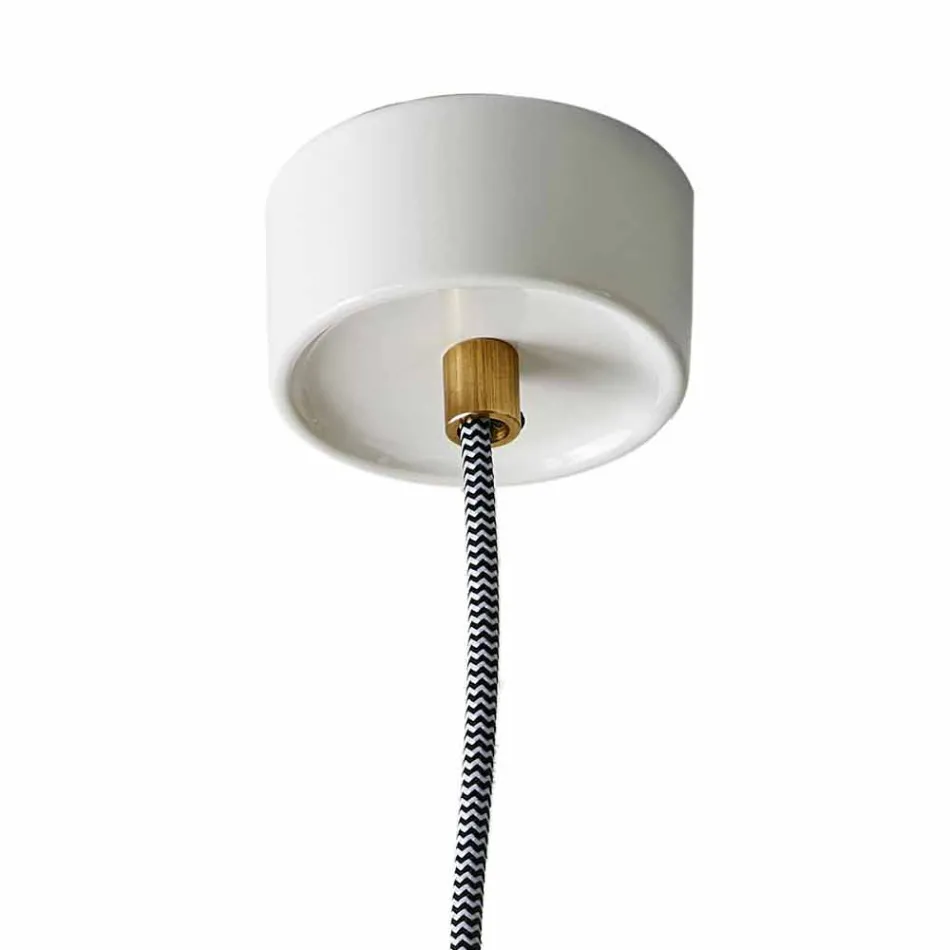 Suspension design lamp made of wood and ceramic made in Italy Asia Viadurini