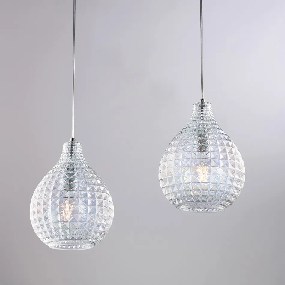 Atlas Glass Metal Design Lamp with Crystal Pendants Viadurini