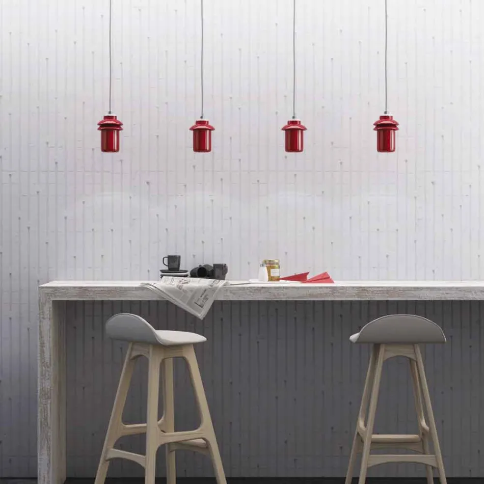 Design lamp suspended in red ceramic made in Italy Asia Viadurini