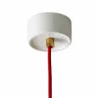 Lamp in beech wood and suspended ceramic made in Italy Asia Viadurini
