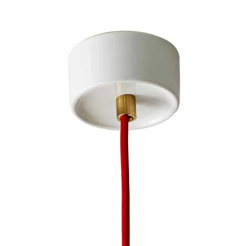Lamp in beech wood and suspended ceramic made in Italy Asia Viadurini