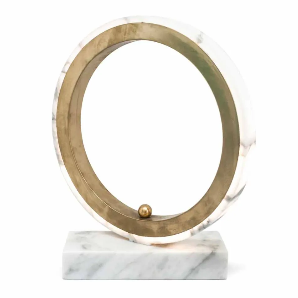 Lamp in White Carrara Marble and Brass Made in Italy 2 Dimensions - Nazife Viadurini