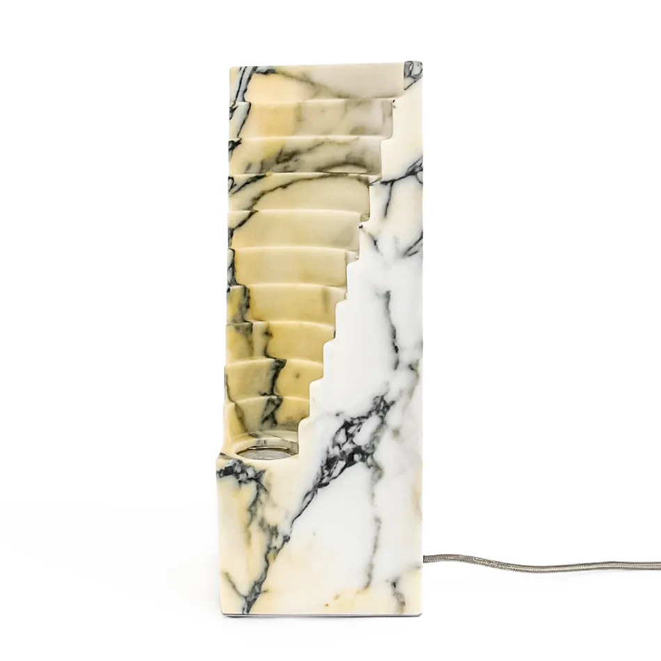 Lamp in Paonazzo Marble and Different Sizes Made in Italy - Daichi Viadurini