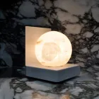 Metal Lamp with White Sphere in Satin Marble Made in Italy - Issei Viadurini