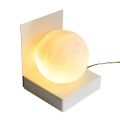 Metal Lamp with White Sphere in Satin Marble Made in Italy - Issei