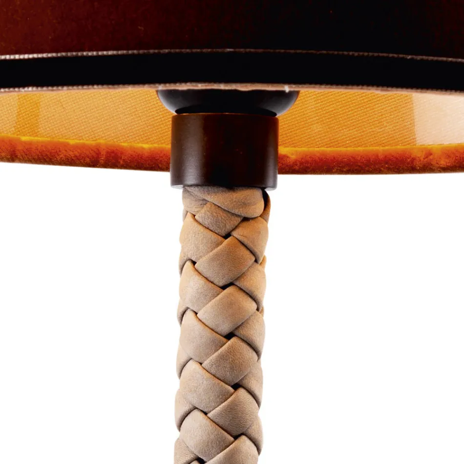 Grilli Snake design fabric and leather table lamp made in Italy Viadurini