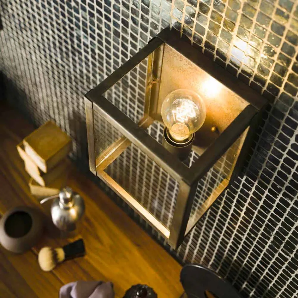 Industrial lamp in brass and glass panel Il Fanale Viadurini