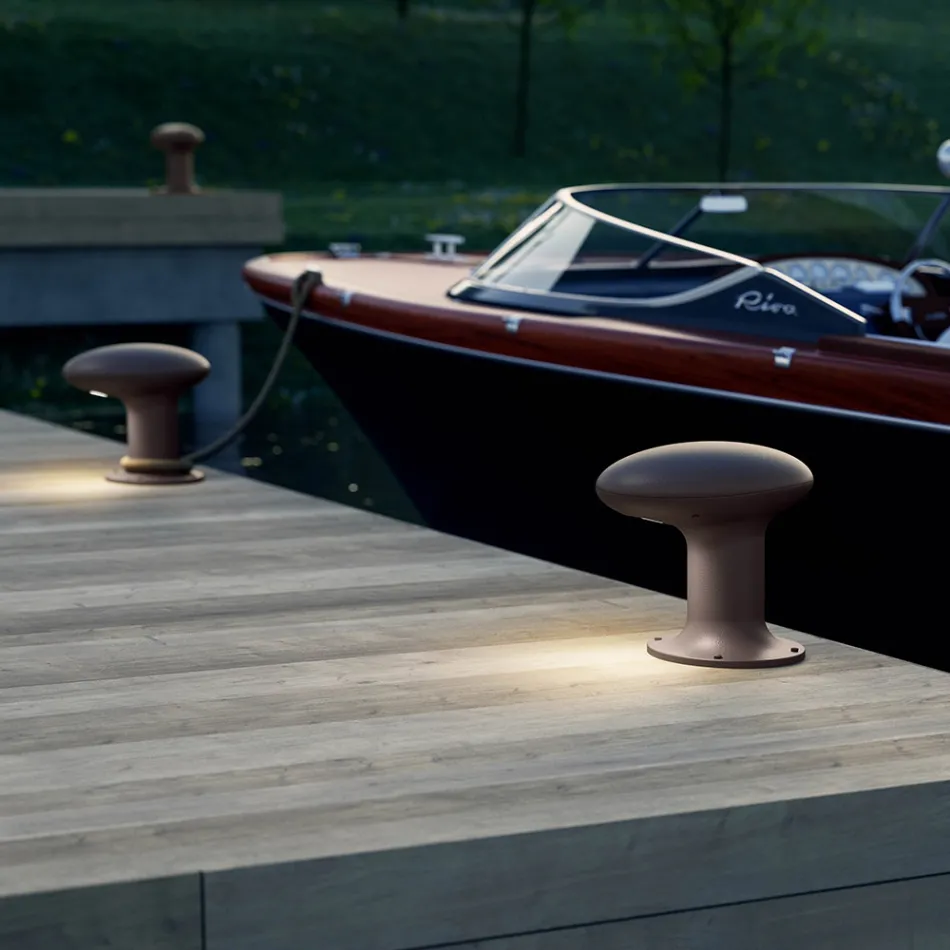 Design Led Garden Lamp in Gray or Brown Cast Iron - Bitta by Il Fanale Viadurini