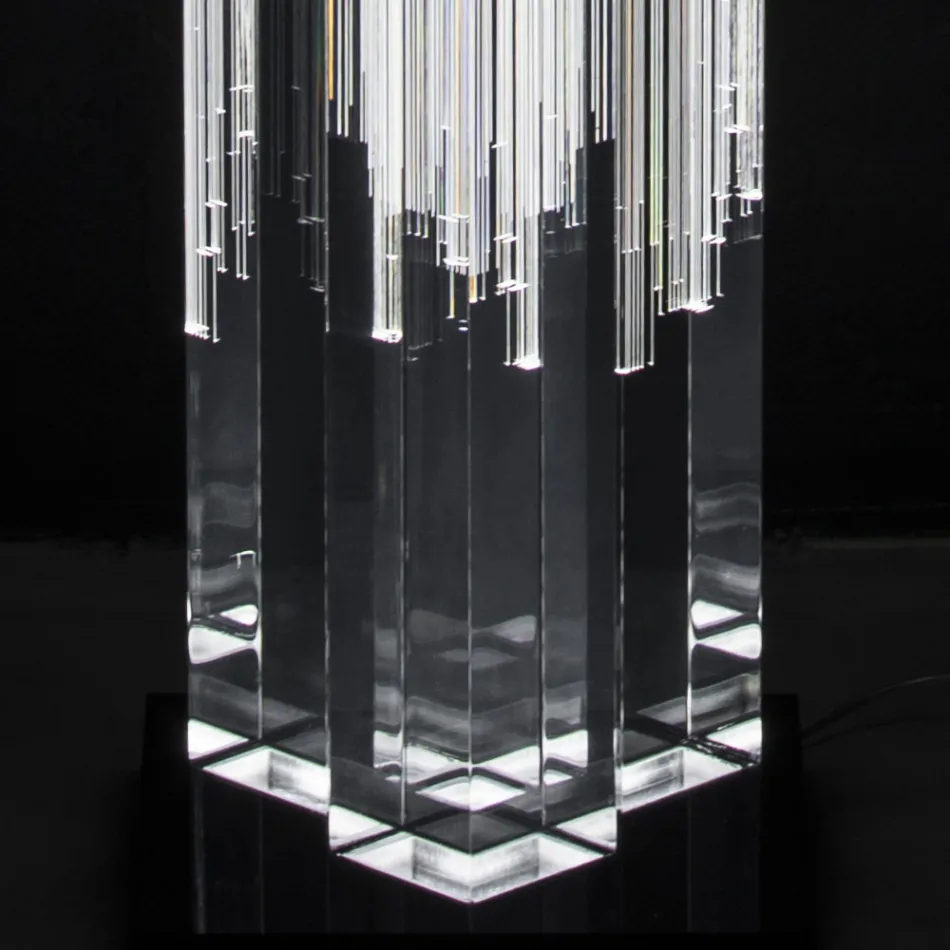 Led Crystal Floor Lamp Satin Acrylic Design Triptych - Crystol Viadurini