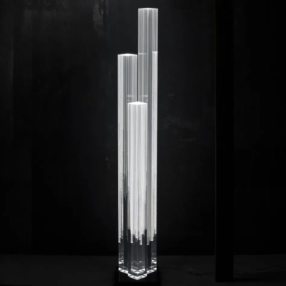 Led Crystal Floor Lamp Satin Acrylic Design Triptych - Crystol Viadurini