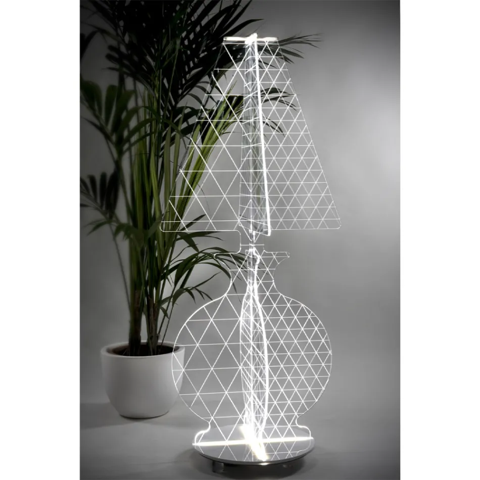 Modern Laser Marked Plexiglass Floor Lamp 3 Sizes - Raissa Viadurini