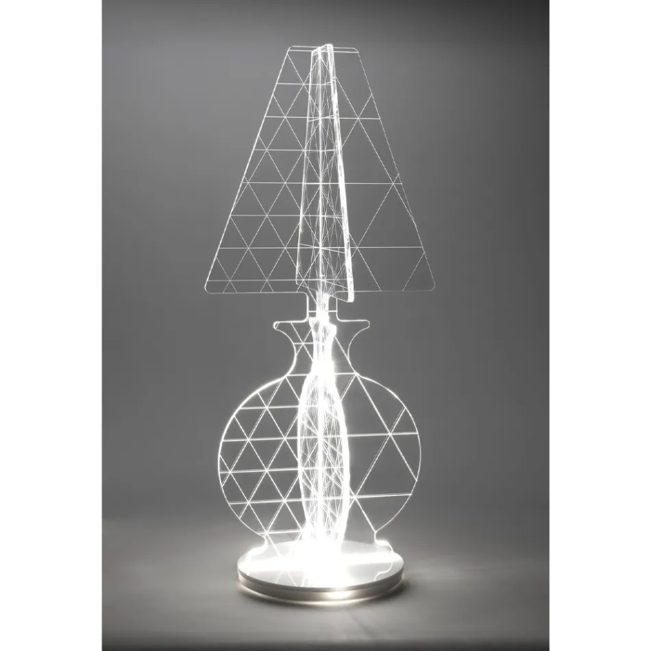 Modern Laser Marked Plexiglass Floor Lamp 3 Sizes - Raissa Viadurini