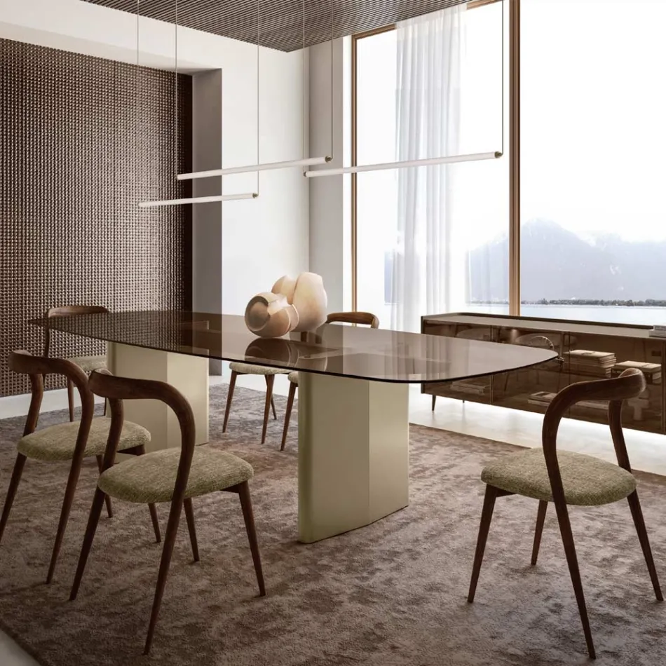 Modern LED Lamp in Ribbed Glass with an Exclusive Design Made in Italy - Lys Viadurini