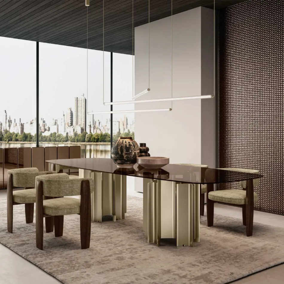 Modern LED Lamp in Ribbed Glass with an Exclusive Design Made in Italy - Lys Viadurini