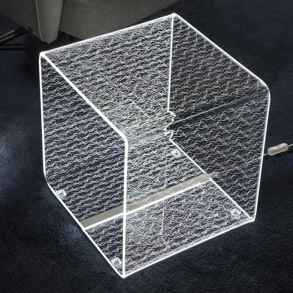 Led Lamp Luminous Transparent Acrylic Coffee Table Laser Decor - Robiola Viadurini