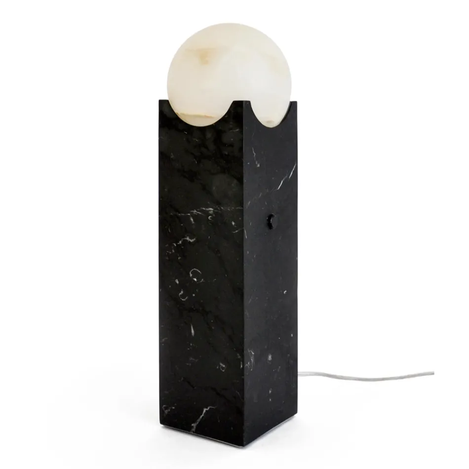 Rectangular Lamp with White Sphere and Marble Base Made in Italy - Koshi Viadurini