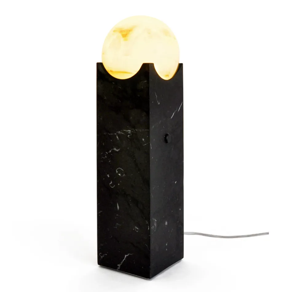 Rectangular Lamp with White Sphere and Marble Base Made in Italy - Koshi Viadurini
