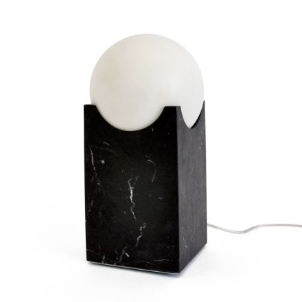 Rectangular Lamp with White Sphere and Marble Base Made in Italy - Koshi Viadurini
