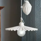 Ups and Downs Suspension Lamp in Polished Pleated Ceramic - Laquila Viadurini