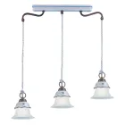 Vintage 3-Light Suspension Lamp in Iron, Glass and Ceramic - Ferrara Viadurini