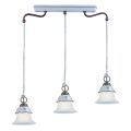 Vintage 3-Light Suspension Lamp in Iron, Glass and Ceramic - Ferrara