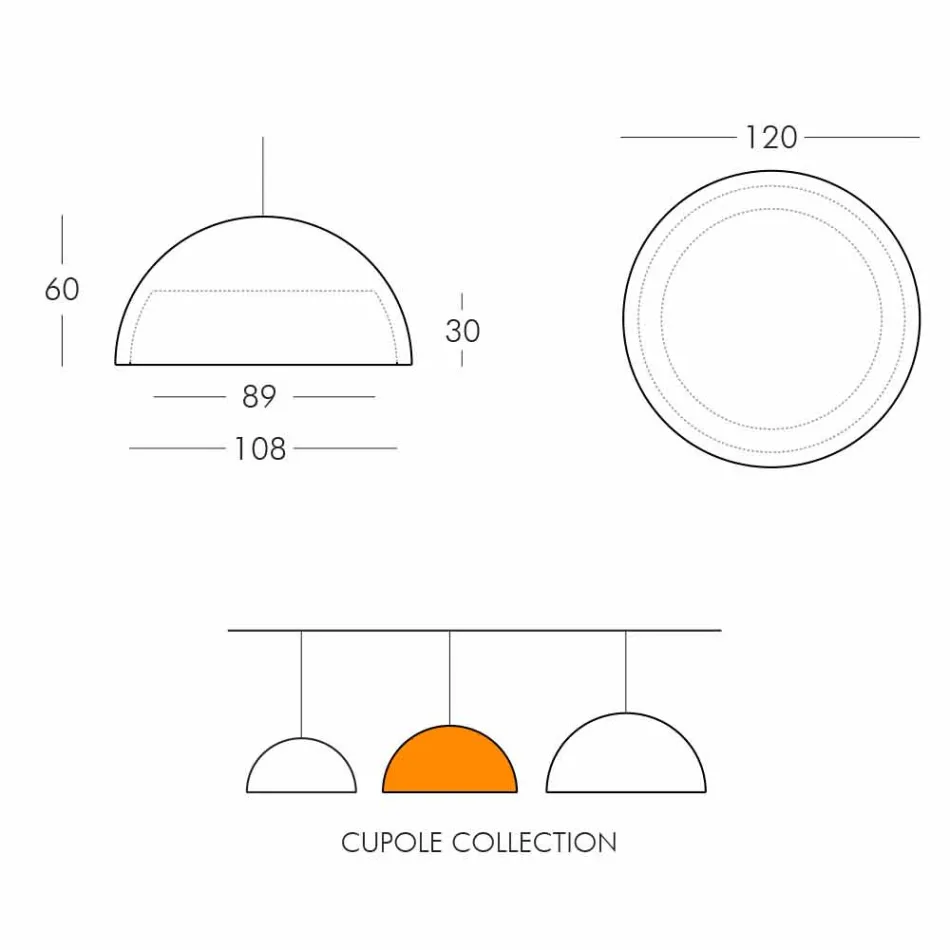 Colored suspension lamp Slide Cupole polyethylene made in Italy Viadurini
