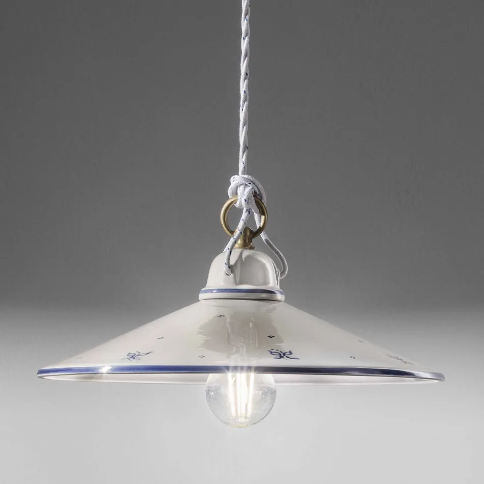 Suspension Lamp in Hand Painted Ceramic and Iron 3 Sizes - Asti Viadurini