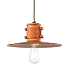 Suspension Lamp in Iron and Industrial Handmade Ceramic - Urban Viadurini