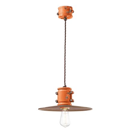 Suspension Lamp in Iron and Industrial Handmade Ceramic - Urban Viadurini