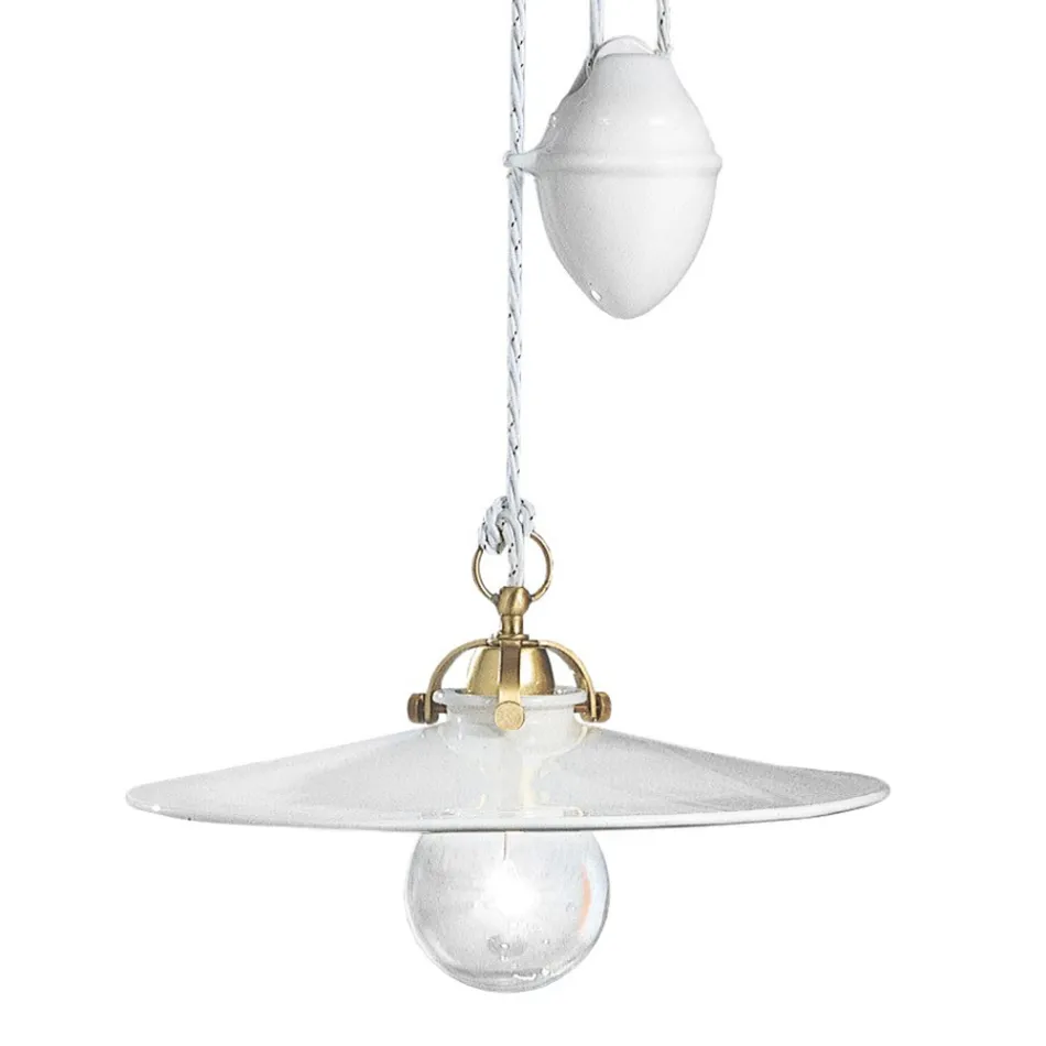 Ups and Down Suspension Lamp in Iron and Glossy Ceramic 2 Sizes - Asti Viadurini