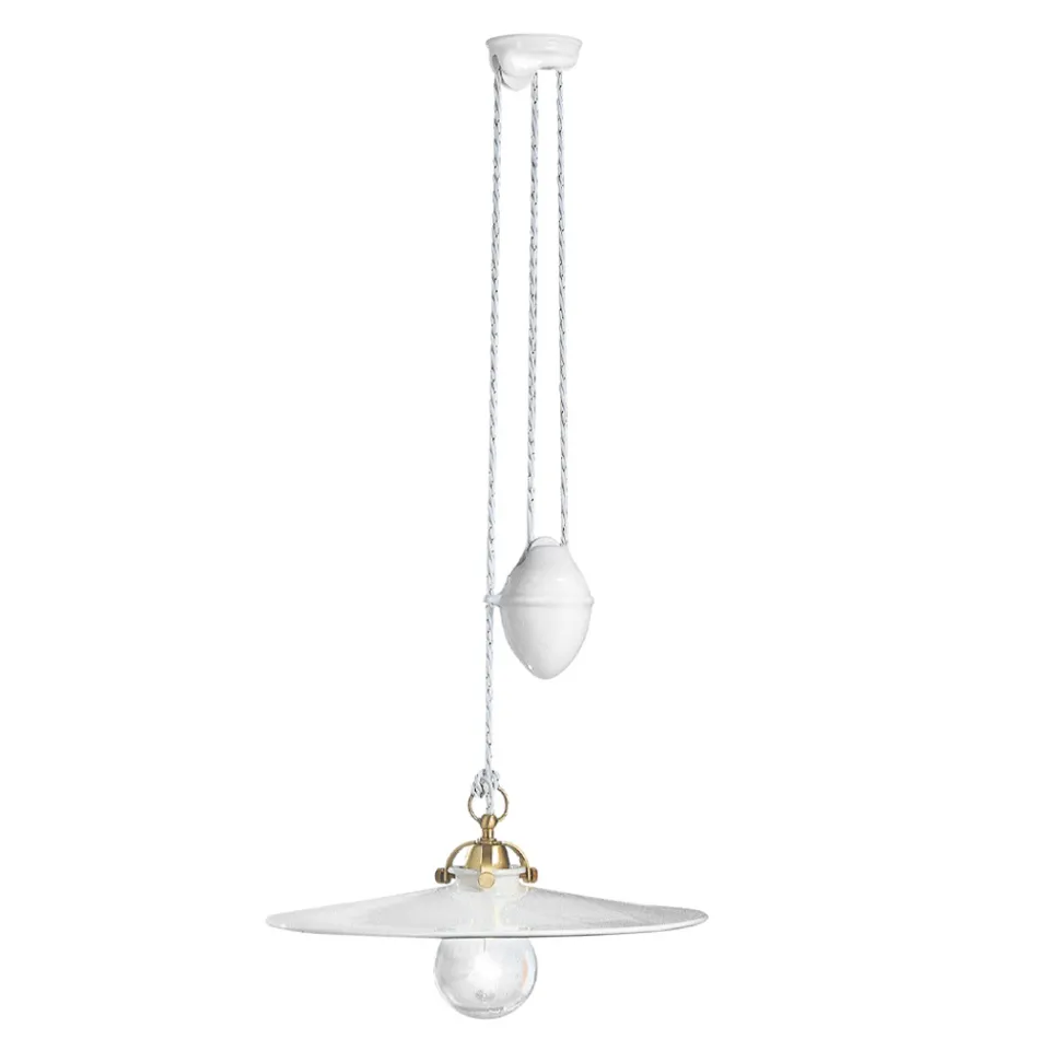 Ups and Down Suspension Lamp in Iron and Glossy Ceramic 2 Sizes - Asti Viadurini